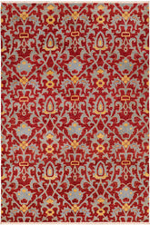 handmade Transitional Kafkaz Red Blue Hand Knotted RECTANGLE 100% WOOL area rug 6 x 9